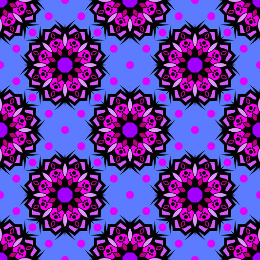 Blue and Violet Geometric Flower Fabric